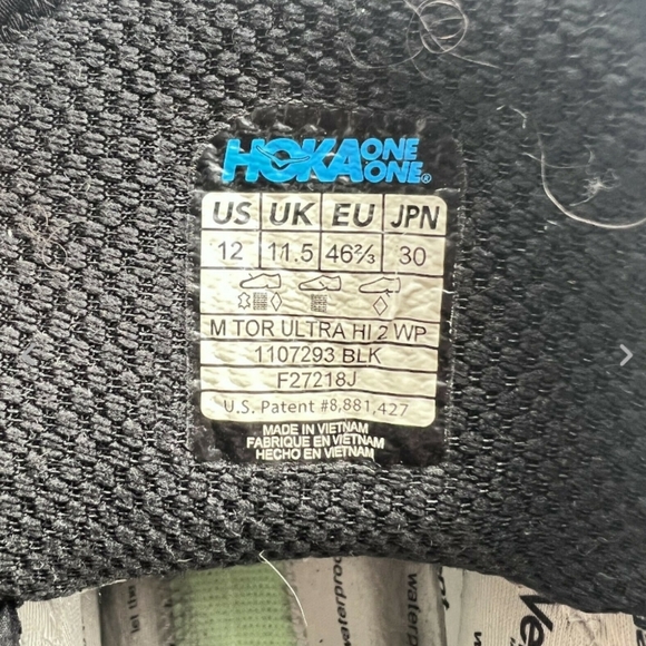 Hoka One One Tor Ultra Hi 2 All Black Men Hiking Shoes 1107293 BLK Size 12 - Picture 3 of 11